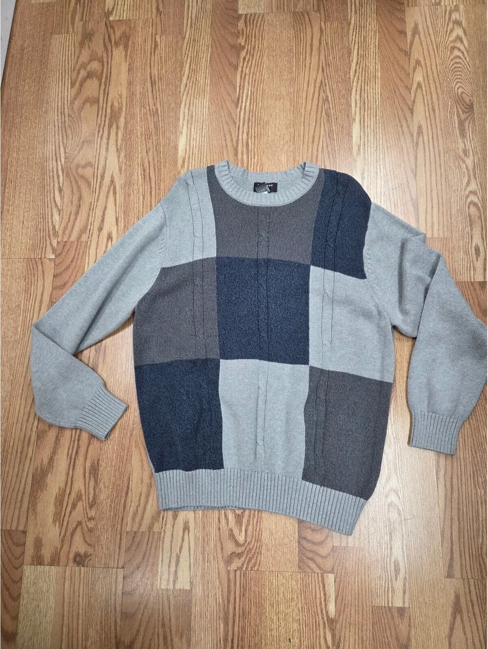 Dockers Men's Color Block Knit Sweater Medium 100% Cotton Grandpacore Academia